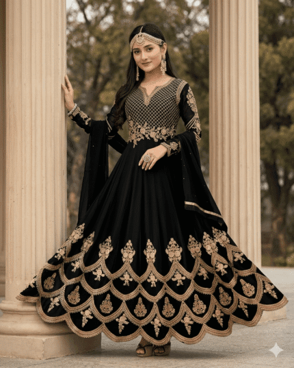 রেডিমেড জর্জেট এমব্রয়ডারি পার্টি ড্রেস