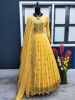 রেডিমেড জর্জেট এমব্রয়ডারি পার্টি ড্রেস - Image 3
