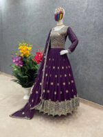 রেডিমেড জর্জেট এমব্রয়ডারি পার্টি ড্রেস - Image 4