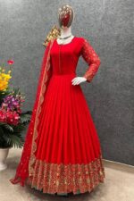 রেডিমেড জর্জেট এমব্রয়ডারি পার্টি ড্রেস - Image 2