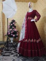 রেডিমেড জর্জেট এমব্রয়ডারি পার্টি ড্রেস - Image 3