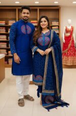 Block Print Three Piece And Panjabi