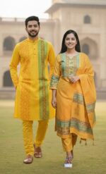 Block Print Three Piece And Panjabi