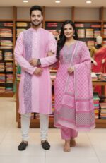 Block Print Three Piece And Panjabi