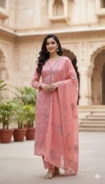 পাকিস্তানি লেজার কাট আগা নুর থ্রি পিস Unstitch. - Image 6