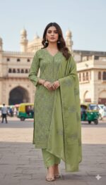 পাকিস্তানি লেজার কাট আগা নুর থ্রি পিস Unstitch. - Image 5