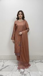 পাকিস্তানি লেজার কাট আগা নুর থ্রি পিস Unstitch. - Image 4