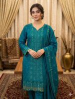 পাকিস্তানি লেজার কাট আগা নুর থ্রি পিস Unstitch. - Image 5