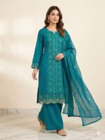 পাকিস্তানি লেজার কাট আগা নুর থ্রি পিস Unstitch. - Image 3