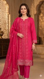 পাকিস্তানি লেজার কাট আগা নুর থ্রি পিস Unstitch.